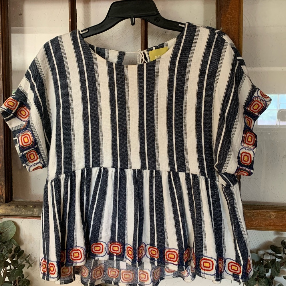 Anthropologie Maeve Embroidered Peplum
